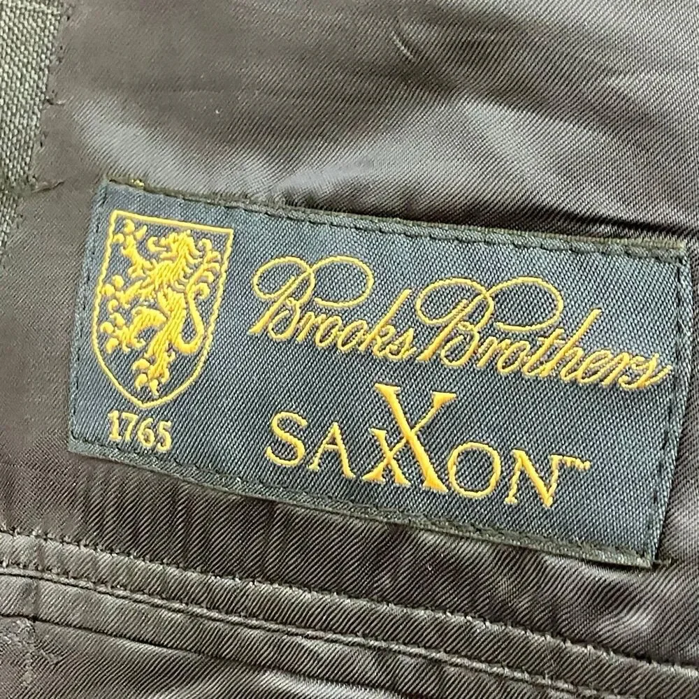 Brooks Brothers Mens 39R Blue Wool Blazer Sport Coat‎ Windowpane Saxxon 1818 USA